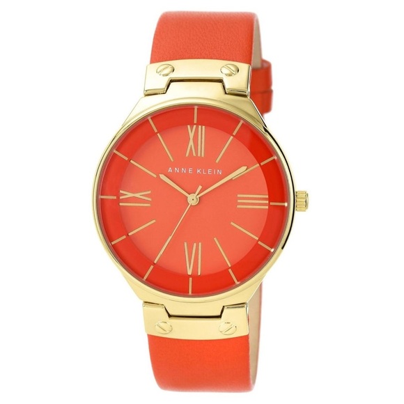 ANNE KLEIN • Orange & Gold Leather Watch - Picture 1 of 10